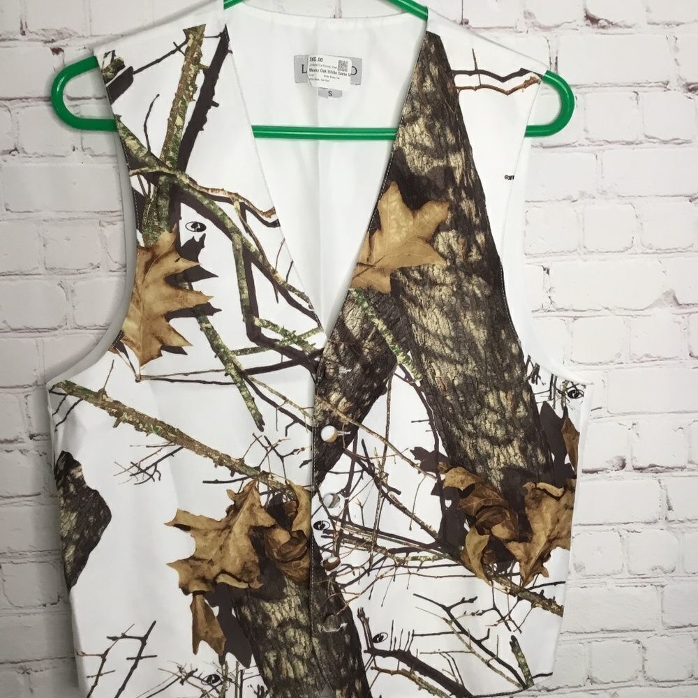 NWT Larr Brio Men's Satin Tuxedo Mossy Oak Camo Vest Wedding Groom Size S